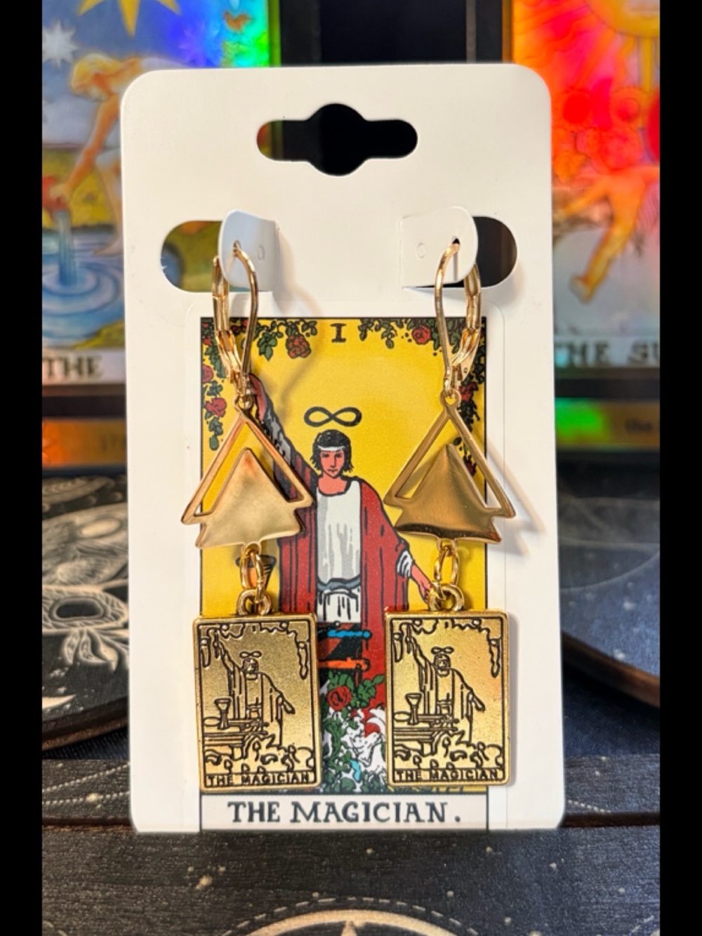 The Magician Tarot Card leverback Drop Earrings
